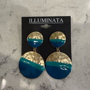 Aqua Blu Gold and Teal Earrings